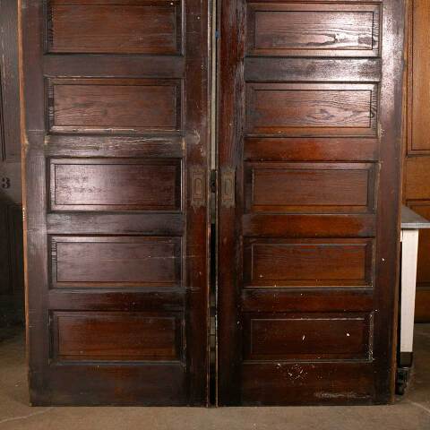 #47786 65x90 Antique 6 Panel Pine Pocket Doors image 3