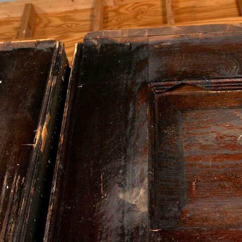 #47786 65x90 Antique 6 Panel Pine Pocket Doors image 4