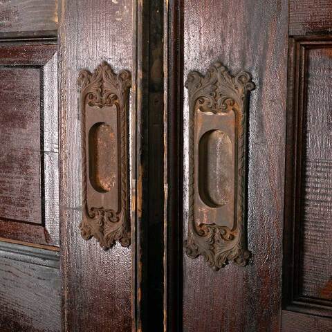 #47786 65x90 Antique 6 Panel Pine Pocket Doors image 5