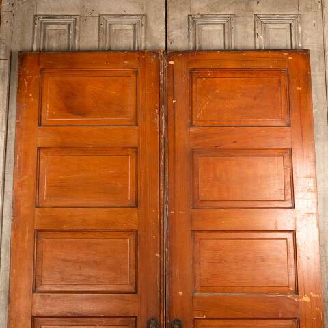 #47791 61x91 Antique 5 Panel Pine Pocket Doors image 2