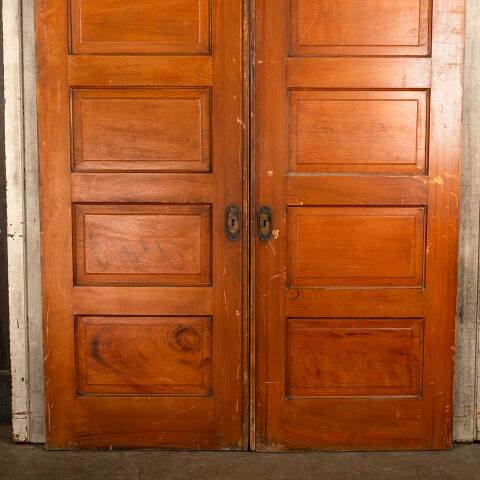 #47791 61x91 Antique 5 Panel Pine Pocket Doors image 3