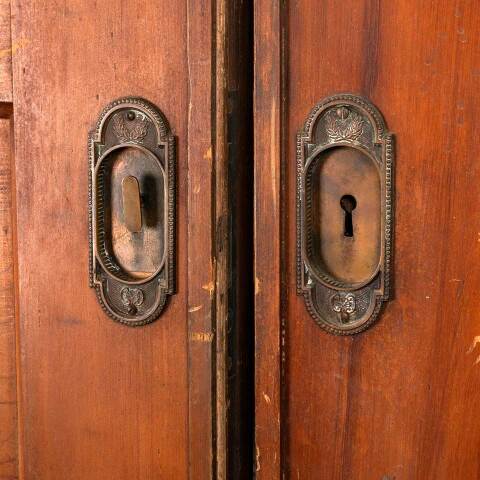 #47792 61x91 Antique 5 Panel Wood Pocket Doors image 4