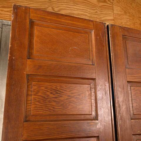 #47792 61x91 Antique 5 Panel Wood Pocket Doors image 7