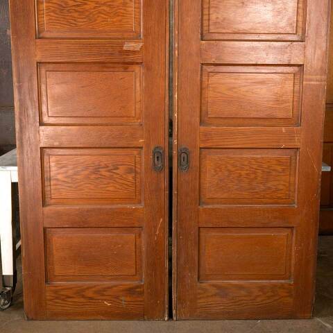 #47792 61x91 Antique 5 Panel Wood Pocket Doors image 8