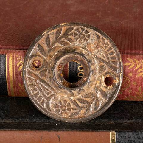 #47794 Antique Ornate Cast Iron Doorknob Rosette image 3