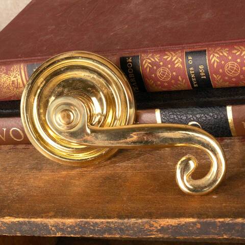 #47847 Salvaged Polished Brass Dummy Lever Handle image 4