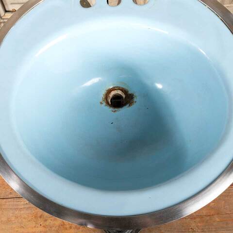 #47908 Vintage Blue Round Drop-In Bathroom Sink image 2