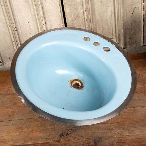 #47908 Vintage Blue Round Drop-In Bathroom Sink image 5