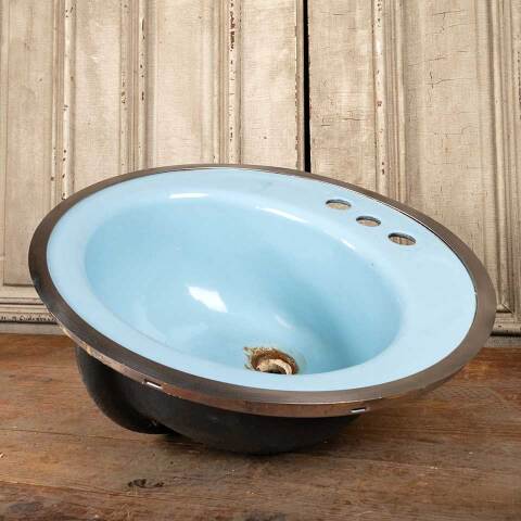 #47908 Vintage Blue Round Drop-In Bathroom Sink image 6