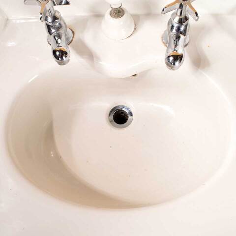 #47958 Antique Porcelain Peg Leg Bathroom Sink image 5