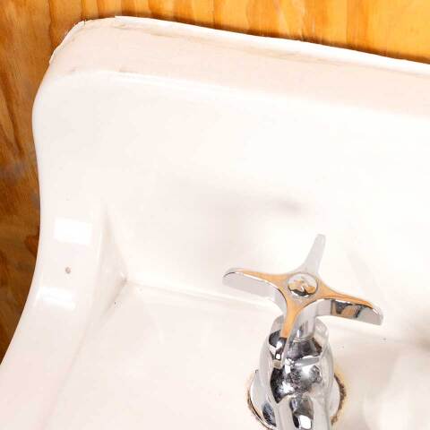 #47958 Antique Porcelain Peg Leg Bathroom Sink image 3