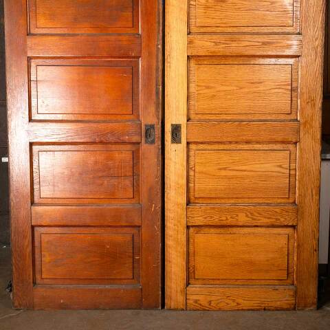 #48027 65x94 Antique Oak 5 Panel Pocket Doors image 7