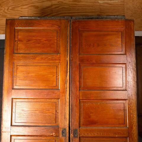 #48027 65x94 Antique Oak 5 Panel Pocket Doors image 2
