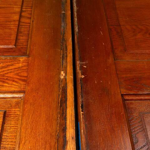 #48027 65x94 Antique Oak 5 Panel Pocket Doors image 3