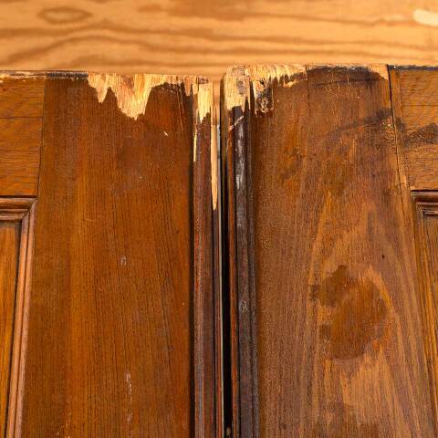 #48065 60x83 Antique Oak 2 Panel Pocket Doors image 3