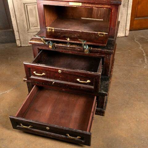 #48100 Salvaged Wood Shoeshine Stand Booth Chair image 3