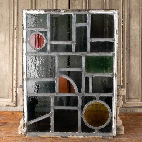 #48128 23x31 Vintage Stained Glass Window Panel image 4