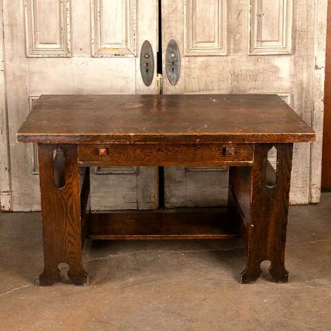 #48150 Antique Arts & Crafts Oak Library Table image 2