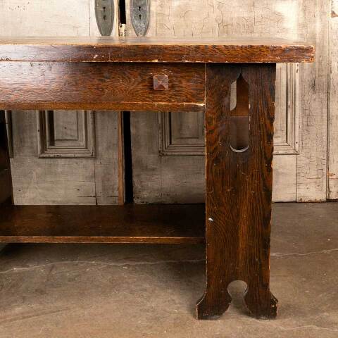 #48150 Antique Arts & Crafts Oak Library Table image 3