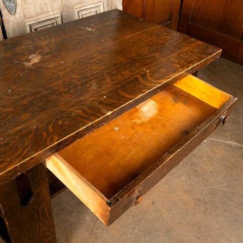 #48150 Antique Arts & Crafts Oak Library Table image 4