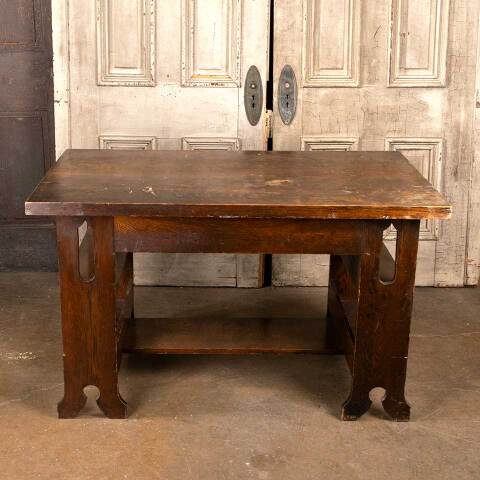 #48150 Antique Arts & Crafts Oak Library Table image 8