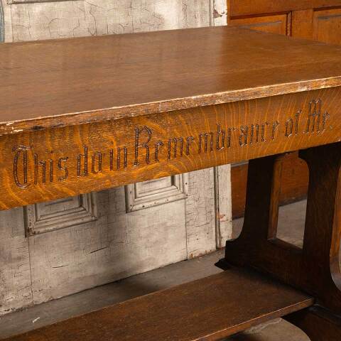 #48155 Antique Arts & Crafts Oak Church Altar Table image 2