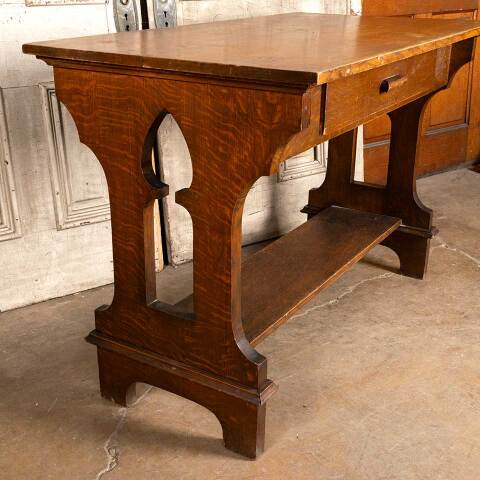 #48155 Antique Arts & Crafts Oak Church Altar Table image 8