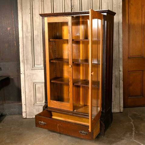 #48156 Antique Oak Two Door Bookcase image 5