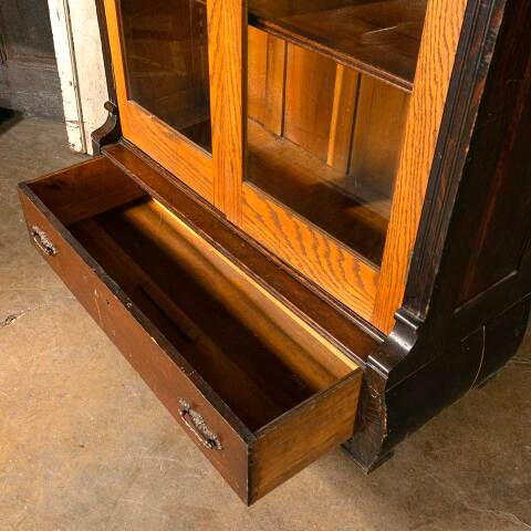 #48156 Antique Oak Two Door Bookcase image 6