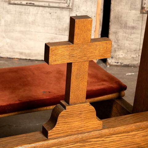 #48162 Antique Oak Church Kneeler Prayer Bench image 8