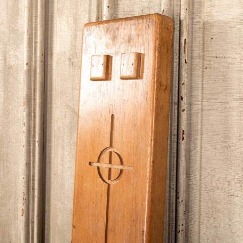 #48163 Oak Wood Church Panel with Cross image 3