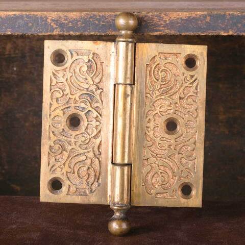 #48249 Antique Ornate Bronze Door Hinge Hardware image 2