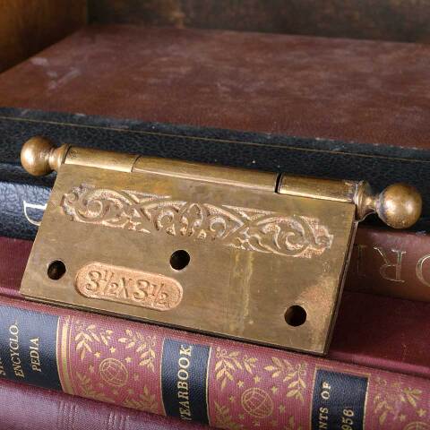 #48249 Antique Ornate Bronze Door Hinge Hardware image 5