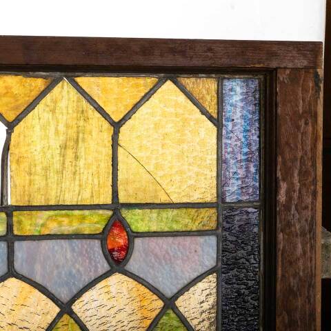 #48357 24x20 Antique Stained Glass Window AS IS image 2