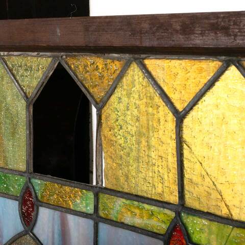 #48357 24x20 Antique Stained Glass Window AS IS image 3