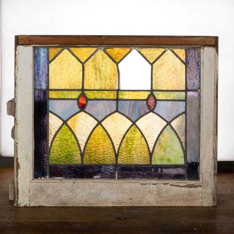 #48357 24x20 Antique Stained Glass Window AS IS image 5