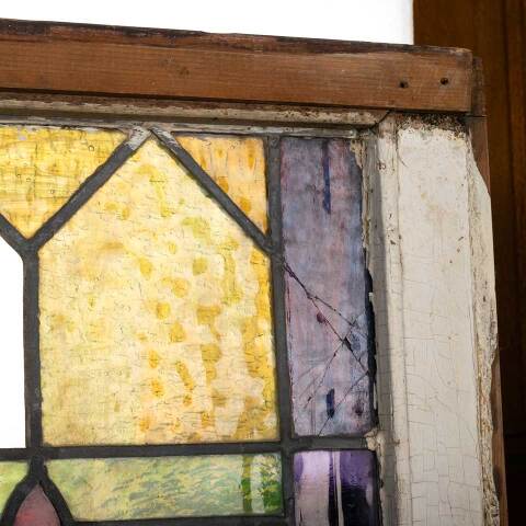 #48357 24x20 Antique Stained Glass Window AS IS image 7