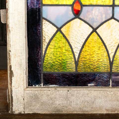 #48357 24x20 Antique Stained Glass Window AS IS image 8