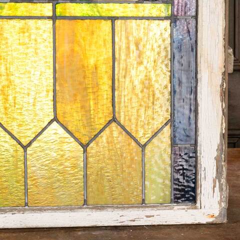 #48362 24x27 Antique Stained Glass Window image 8