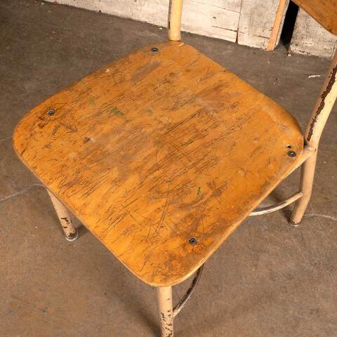 #48372 Vintage Wood & Metal Child's School Chair image 3