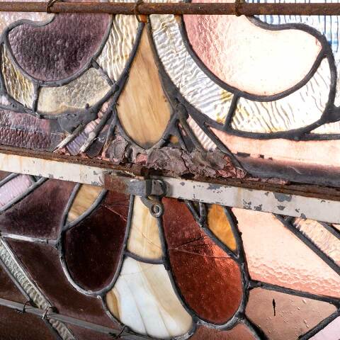 #48409 Antique Pointed Arch Stained Glass Window image 4