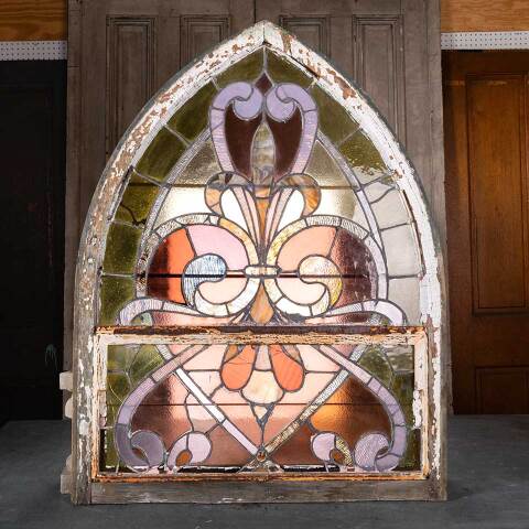 #48409 Antique Pointed Arch Stained Glass Window image 5