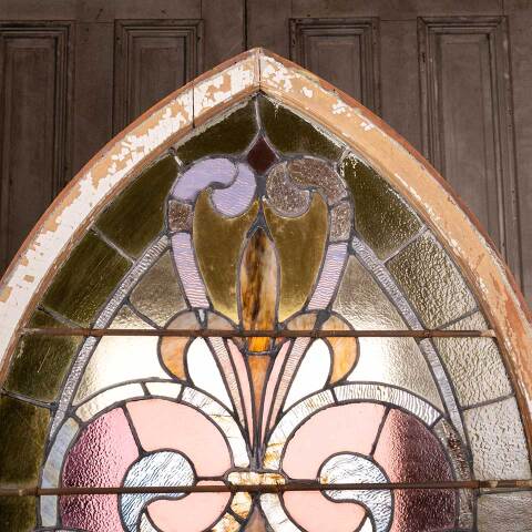 #48410 Antique Pointed Arch Stained Glass Window image 2