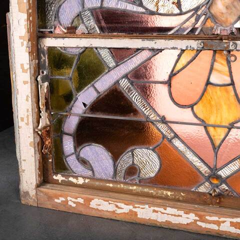 #48410 Antique Pointed Arch Stained Glass Window image 4