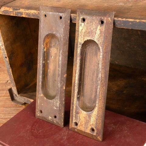 #48476 Salvaged Antique Metal Pocket Door Pulls image 3