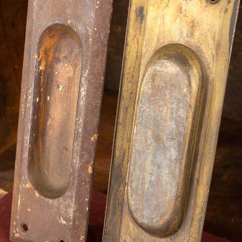 #48476 Salvaged Antique Metal Pocket Door Pulls image 4