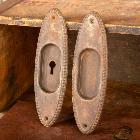#48519 Antique Oval Pocket Door Pull Handles image 3
