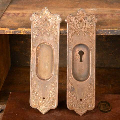 #48521 Antique Corbin Pocket Door Pull Handles image 2