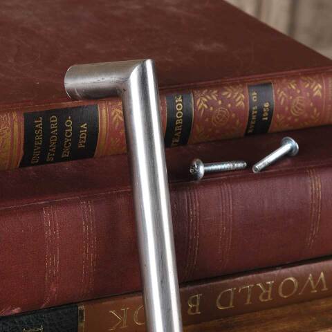 #48567 Large Salvaged Nickel Door Handle Hardware image 2