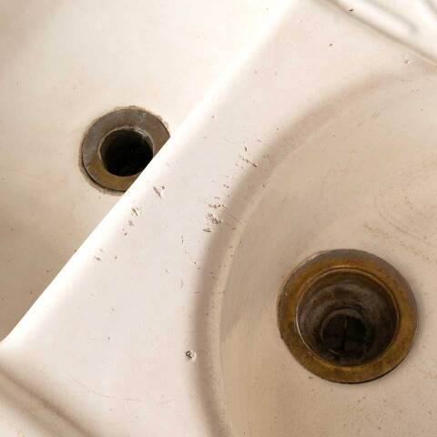 #48573 Antique Cast Iron Porcelain Enameled Sink image 6